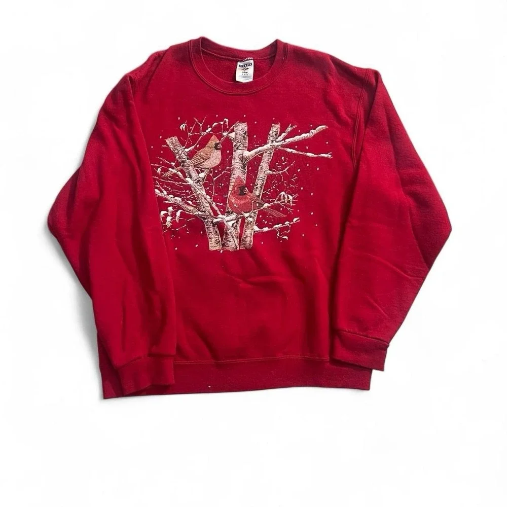 Vintage Red Cardinals Crewneck Sweater Women's Size Medium Cozy Grandma Fall